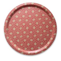Round Birch Tray Milky Way Pink and Old Red