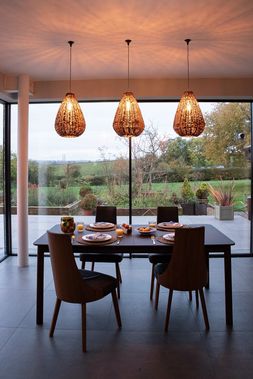 Three Wicker Wellington pendant lights