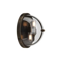 Clear glass Grafton Globe bathroom light in Antique Brass metal finish