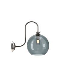 Smoked Hereford globe swan neck bathroom wall light