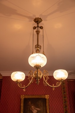 Restored antique waterslide gasolier light