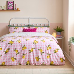 Gingham Lemons Cotton Blend Reversible Duvet Set £20 -£35