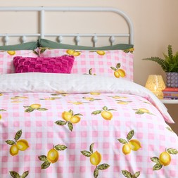Gingham Lemons Cotton Blend Reversible Duvet Set £20 -£35