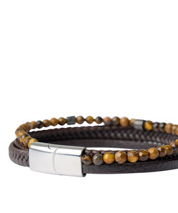 Mens Brown Layered Plaited Bracelet, £25 1