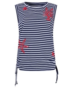 Ocean Vibes Embroidered Ruched Side Stripe Top £28