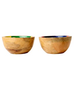 Retro Tomato Mango Wood Snack Bowls Set Of 2 £15