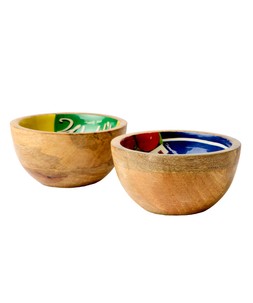 Retro Tomato Mango Wood Snack Bowls Set Of 2 £15