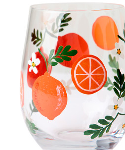Vibrant Orange Stemless Wine Glass £12