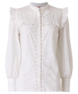 WA557A Beautiful Embroidered Button Through Blouse With Frill Detail £55