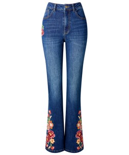 WB779A High Waisted Flared Jeans With Floral Embroidery £55
