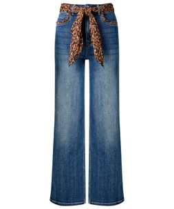 WB780A Wide leg Jeans With Leopard Print Scarf And Pocket Detail £55