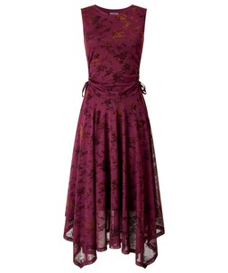 WF730A Dita Flocked Dippy Hem Maxi Dress