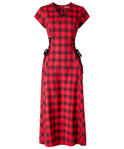 WF752A Trixie Check Lace Up Side Maxi Dress £65
