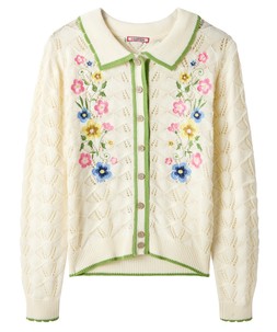 WN007A Joe Browns Suzie Floral Embroidered Collared Pointelle Cardigan £55