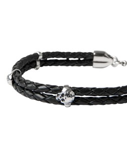 BK194A Raven Stainless Steel Skull And Leather Bracelet Black £25 (2)