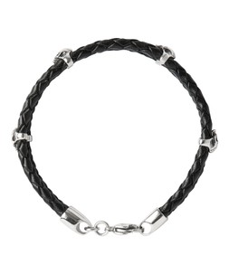 BK194A Raven Stainless Steel Skull And Leather Bracelet Black £25 (3)