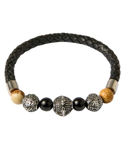BK196A Beaded Stones Leather Bracelet Black £20 (1)