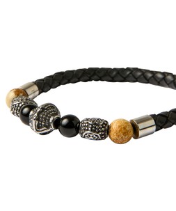 BK196A Beaded Stones Leather Bracelet Black £20 (2)