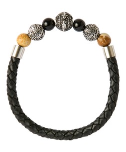 BK196A Beaded Stones Leather Bracelet Black £20 (3)