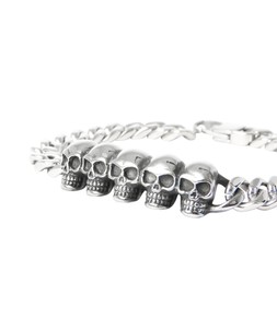 BK214A 2 Silver Skull Chain Bracelet £25