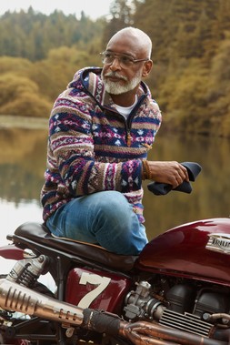 CV047A Wonderful Winter Borg Hoodie Taupe:Navy £59