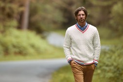 MK373A Preppy Cable V-Neck Jumper Cream £49
