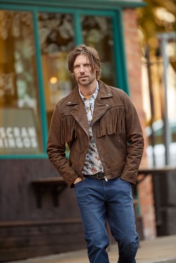 ML119A Fabulous Fringed Suede Biker Jacket Brown £250