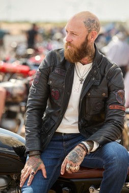 ML121A Brilliant Badged Leather Jacket £250