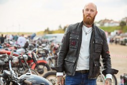ML121A Brilliant Badged Leather Jacket £250