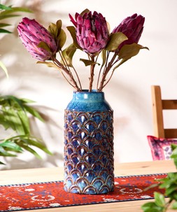Serene Bohemian Indigo Scalloped Vase £55 ZA775A 1
