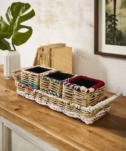 Serene Bohemian Reclaimed Sari Planters Set £25 ZA777A 4