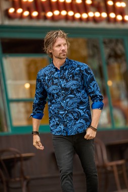 SM829A Pop Of Paisley Long Sleeve Shirt Blue £40