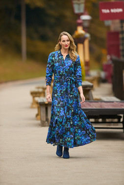 WF320A Olivia Floral Maxi Shirt Dress Blue £65 0079