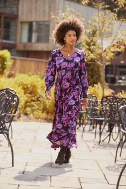 WF324A Florence Floral Jersey Dress Purple £55 085