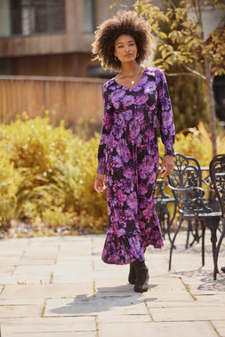 WF324A Florence Floral Jersey Dress Purple £55 110