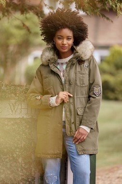 WJ744A Mila Badged And Embroidered Parka £130