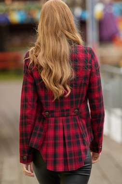 WJ751A Kate Red Check Blazer Red £85 WA448A Perfect White Shirt With Detachable Statement Brooch White £48 037