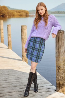 WK848A Lula Cable Detail Jumper Lilac £45 WS492A Suzie Check Mini Skirt Blue £45 117