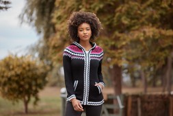 WK872A Fabulous Zip Front Hooded Fairisle Jumper £50