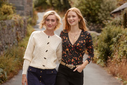 WK874A Cable Knit Toggle Cardigan £45 WU278A Radiant Robin Jersey Wrap Top £40