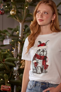 WU285A Fun And Festive Embroidered Bunny Tee £26