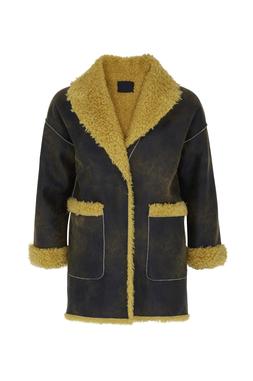 TK Maxx - Women - Gold Label - Leather Coat with Yellow Fur Lining - &euro;359.99