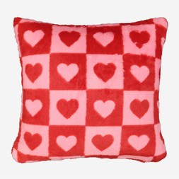 TK MAXX Pink+Red faux fur heart check cushion €19.99