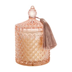 beauty peachglasscolouredcandlewithlidandtassel €10.99