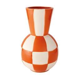 circus whiteandorangecheckeredvase €27.99