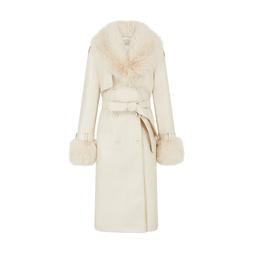 Cream faux fur long coat €84.99