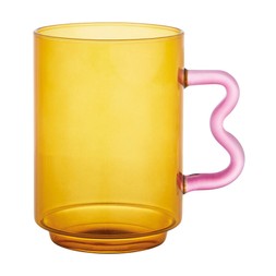 neoclassical orangeglassmugwithpinksquigglehandle €8.99