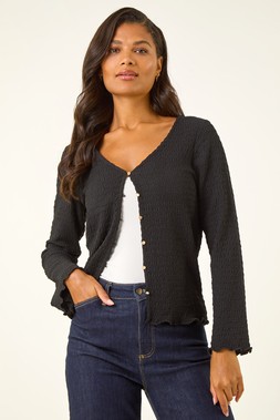 Roman Black Textured V-Neck Cardigan