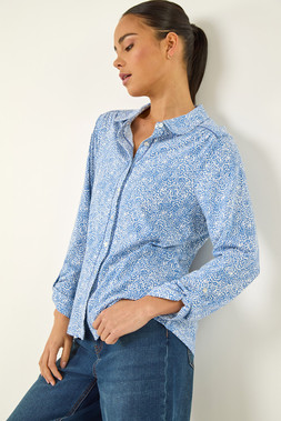 Roman Petite Blue Abstract Spot Jersey Shirt