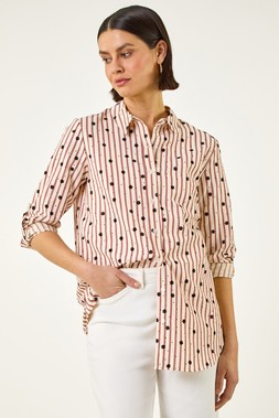 Roman Floral Stripe Buttoned Shirt
